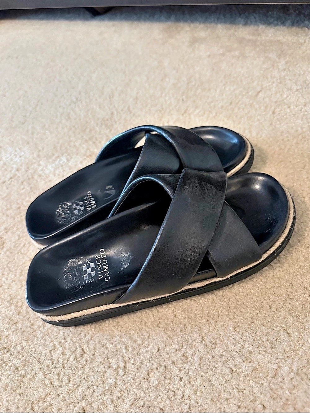 Vince Camuto Black Platform Slide Sandals